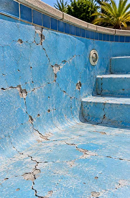 Equestrian Coatings Sample of Cracked Swimming Pool